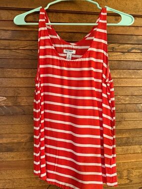Old Navy Red and White Striped Scoop Neck Tank